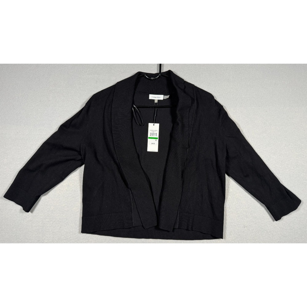 Calvin Klein Black Cropped Open Cardigan Sweater - Size L - New With Tags